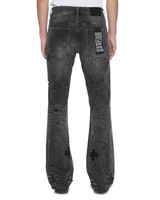 Asher Black Distressed Jeans in Charcoal