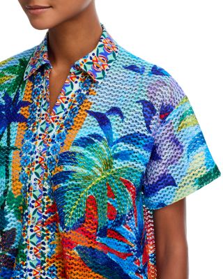 Para Crochet Camp Shirt & Paradis Wide Leg Swim Pants Cover-Up 