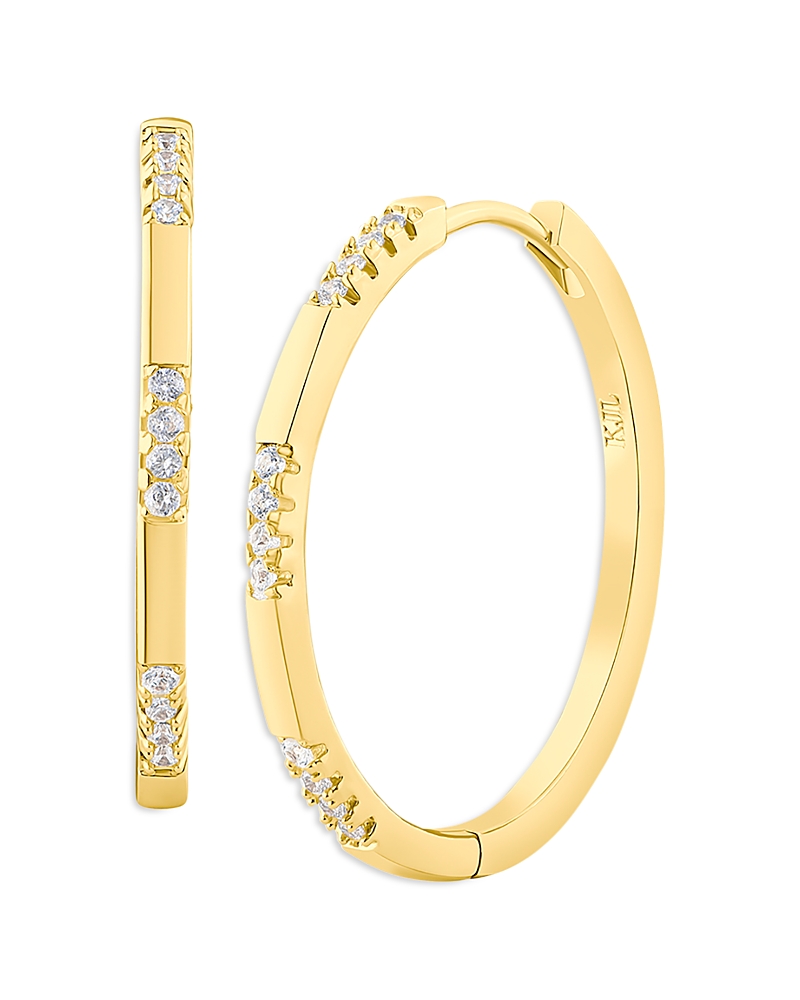 Kenneth Jay Lane Pave Station Oval Hoop Earrings