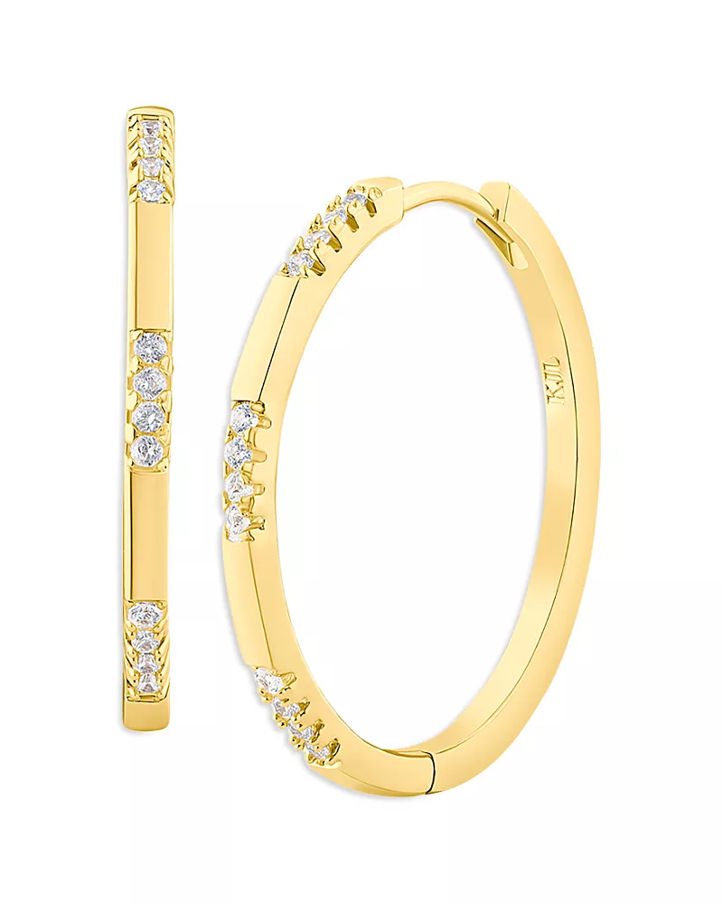 Kenneth Jay Lane Pave Station Oval Hoop Earrings