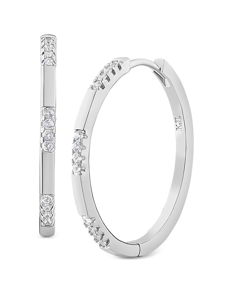 Kenneth Jay Lane Pave Station Oval Hoop Earrings