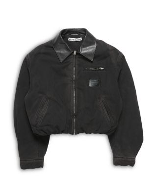 Leather Collar Bomber Jacket