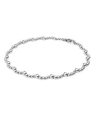 Sterling Silver Caviar Bubbly Scalloped Beaded Collar Necklace, 18"
