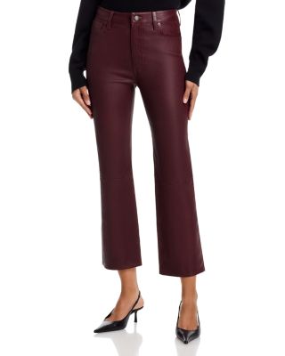 The Leather Reboot High Rise Ankle Bootcut Jeans in Oxblood