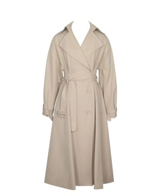  Ulila Double Breasted Pleated Cotton Blend Trench Coat