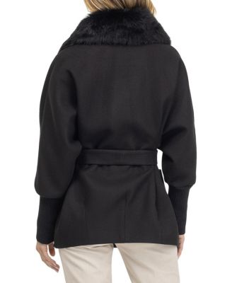  Fabric Jacket with Detachable Shearling Lamb Collar