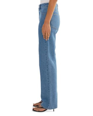 High Rise Straight Jeans in Mid Blue Wash