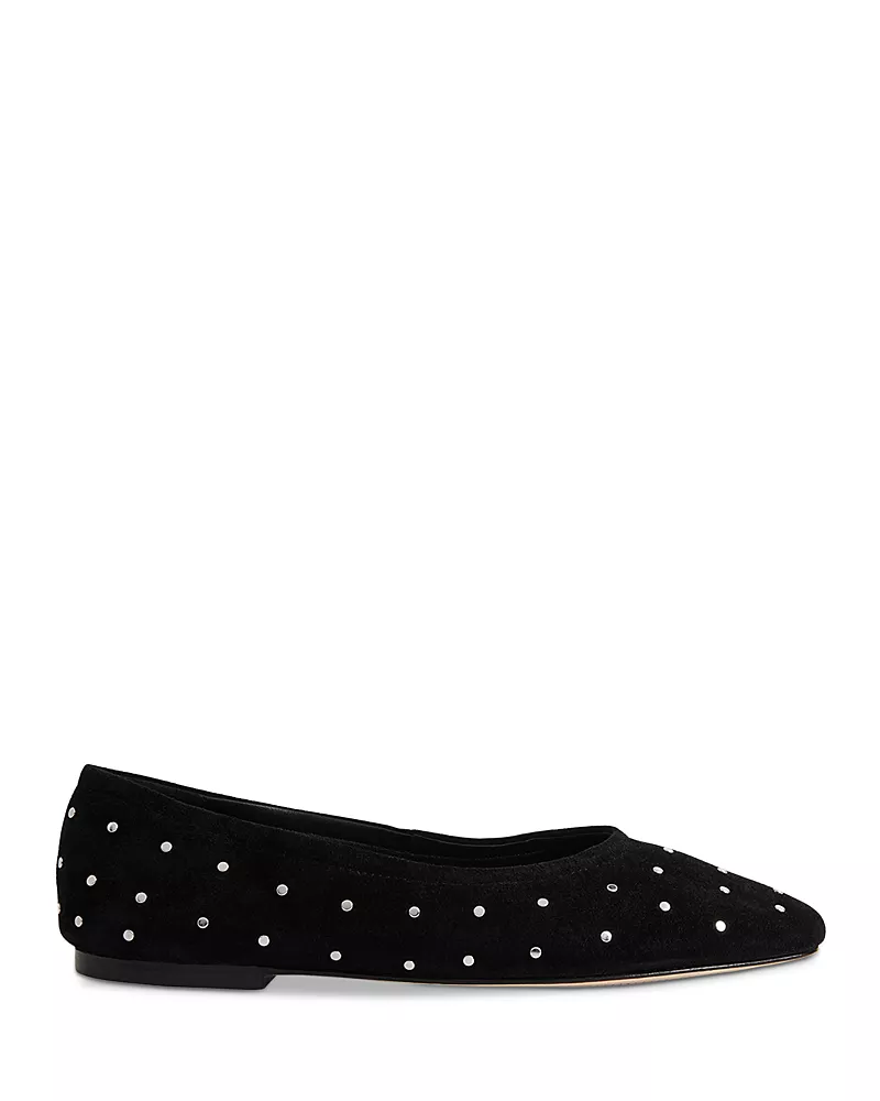 Whistles Women's Karina Suede Stud Ballet Flats