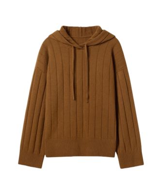  Ribbed Hooded Knit Top