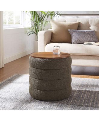 Mezzo Round Boucle Fabric Storage Ottoman