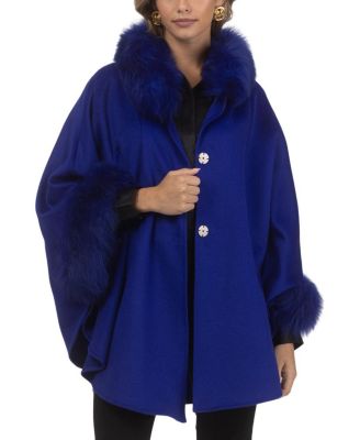 Select Wool and Cashmere Cape with Select Lamb Trim