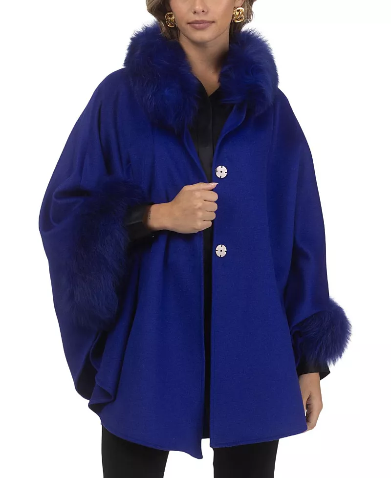 Gorski Select Wool and Cashmere Cape with Select Lamb Trim