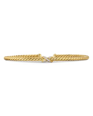 Micro Cablespira&reg; Flex Petite X Bracelet in 18K Yellow Gold with Diamonds, 2.6mm