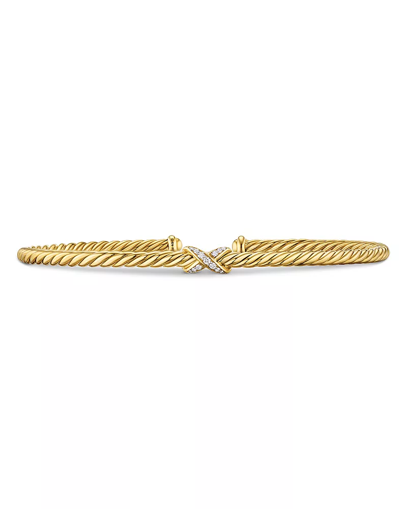 Micro Cablespira Flex Petite X Bracelet in 18K Yellow Gold with Diamonds, 2.6mm