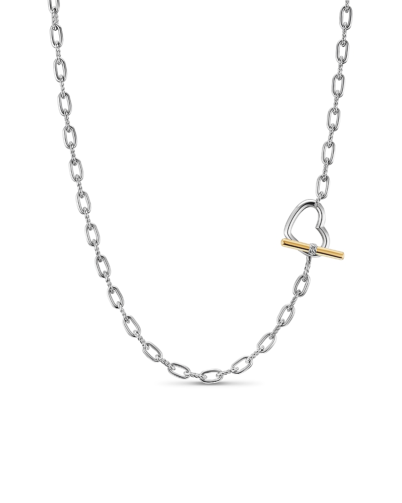 David Yurman Dy Madison Heart Toggle Chain Necklace in Sterling Silver with 18K Yellow Gold, 3mm