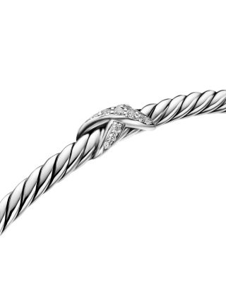 Micro Cable Flex&reg; Petite X Bracelet in Sterling Silver with Diamonds