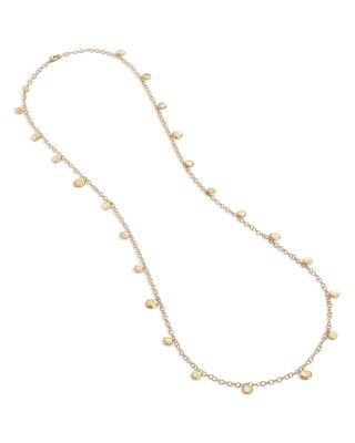 18K Yellow Gold Jaipur Gold Dangle Disc Strand Chain Necklace, 36"