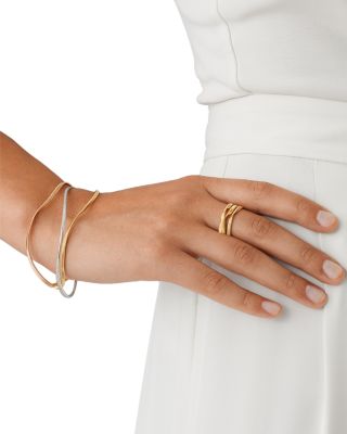 Diamond Triple Layer Crossover Bangle Bracelet in 18K Yellow & White Gold, 0.71 tcw