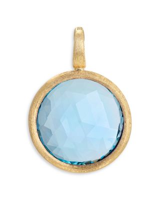 Blue Topaz Bezel Pendant in 18K Yellow Gold 