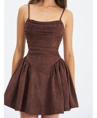 Raisa Suede Ruched Mini Dress