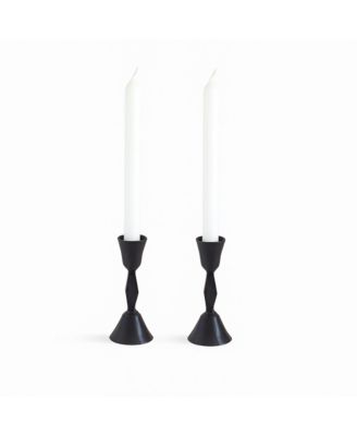  Low Diamond HandForged Iron Candle Stand, Set of 2