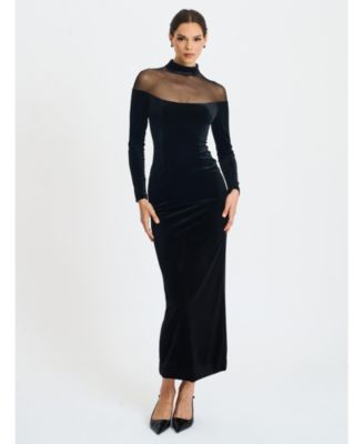  Blair Sheer Mock Neck Maxi Dress