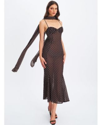 Yadira Polka Dot Sheer Chiffon Maxi Dress