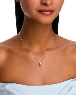 Lux Collection Certified Lab Grown Diamond Bezel Solitaire Pendant Necklace in 14K White & Yellow Gold, 2.0 tcw