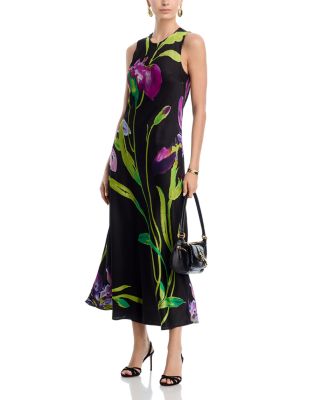 Floral Satin Midi Dress - Exclusive