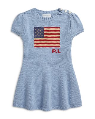 Girls' Flag Intarsia Cotton Sweater Dress - Baby