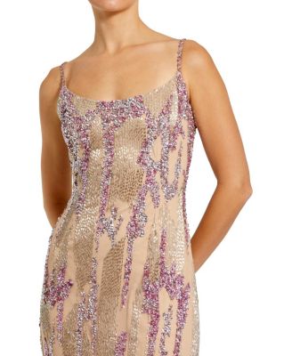 Thin Strap Sequin Mesh Gown