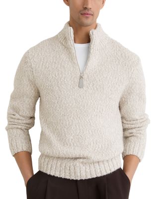 Textured Two Tone Half Zip Sweater