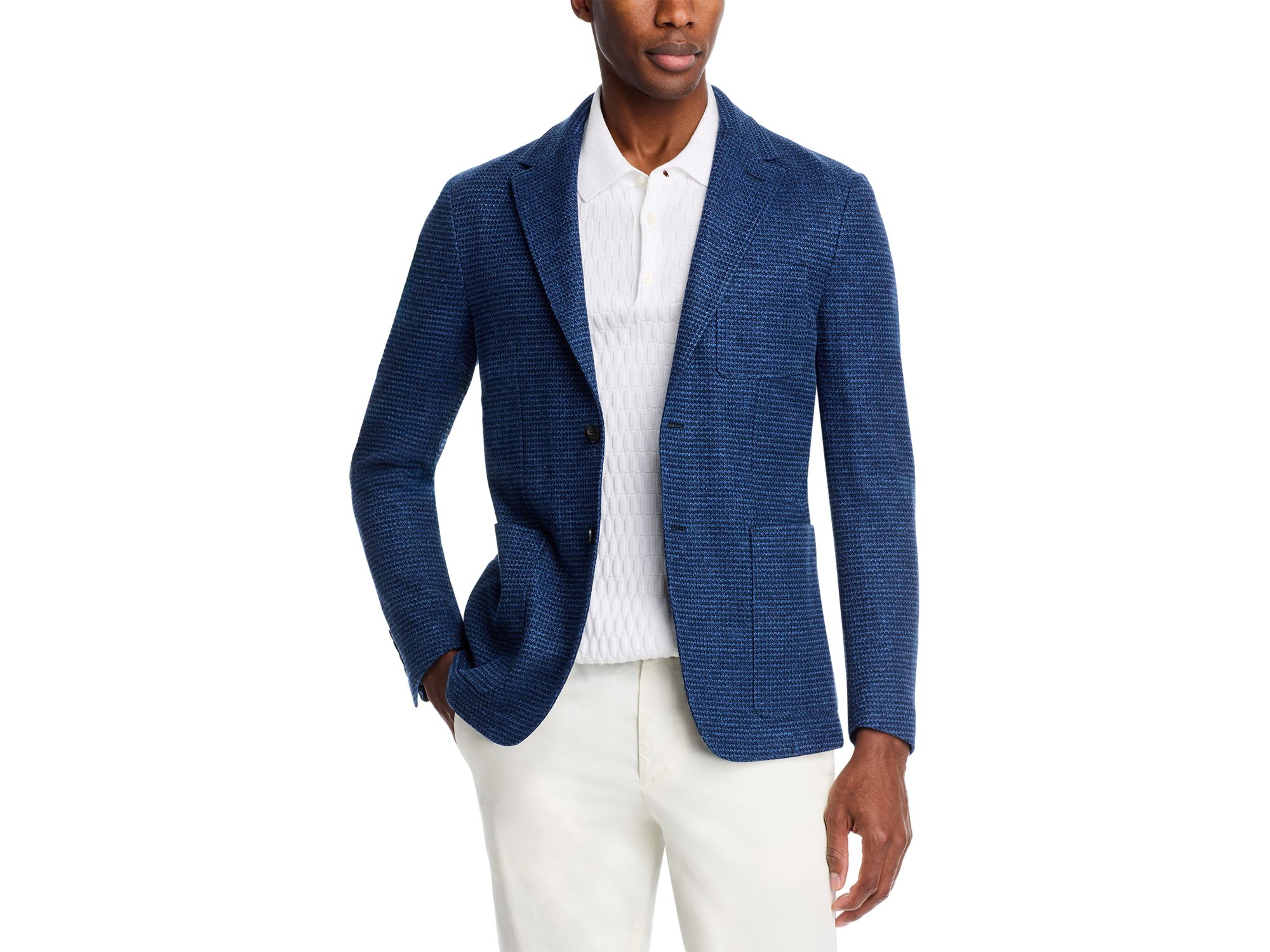 Linen & Cotton Textured Jersey Unstructured Sport Coat - Image 1
