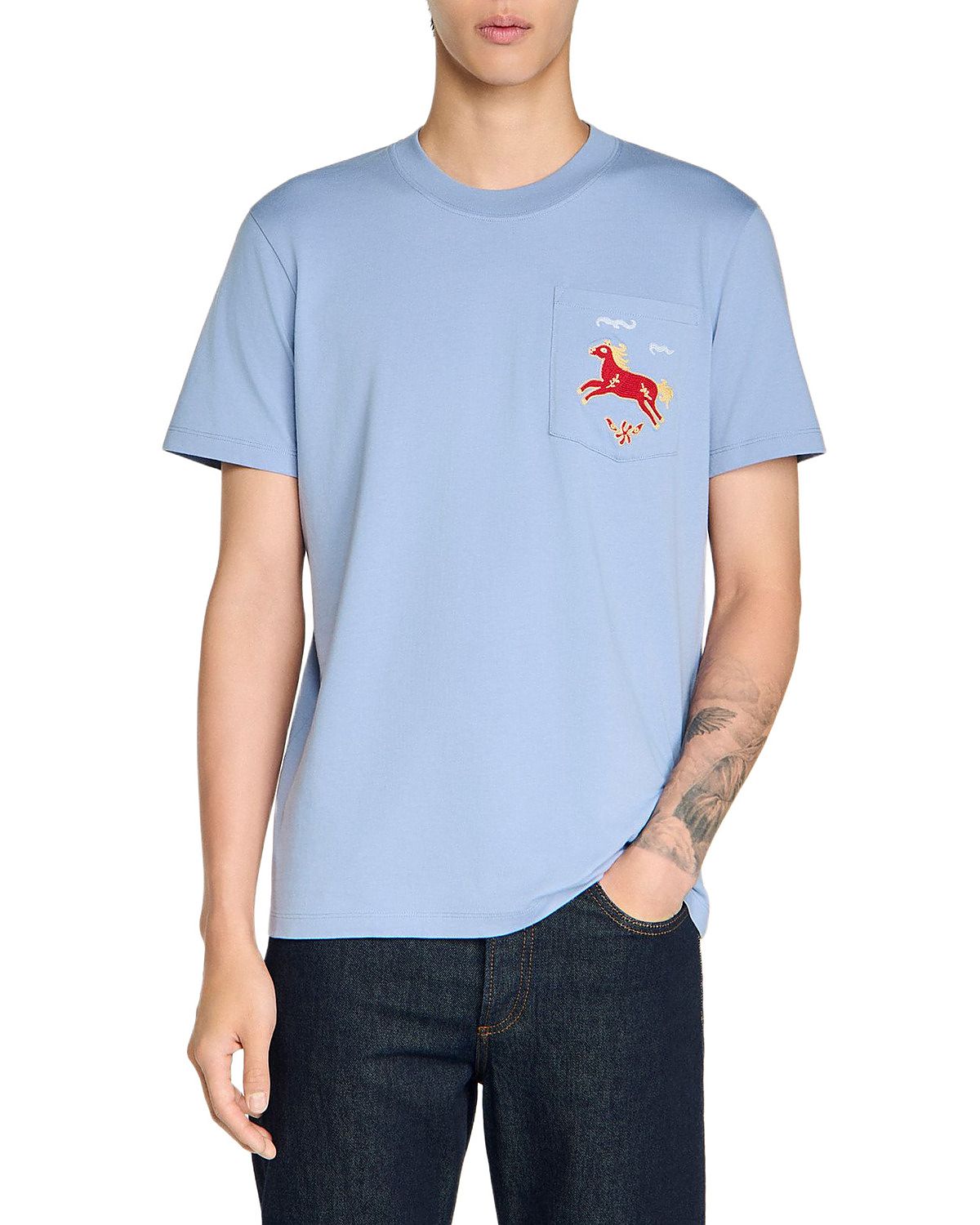 Sandro Embroidered Horse Cotton Tee