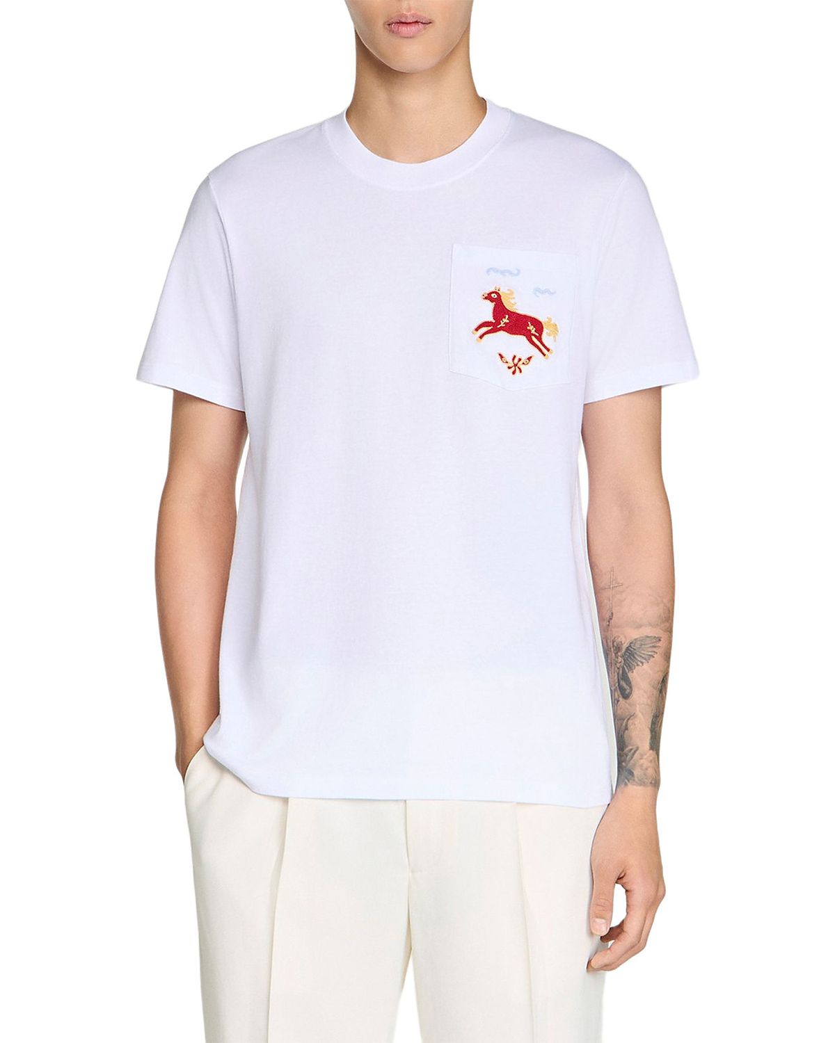 Sandro Embroidered Horse Cotton Tee