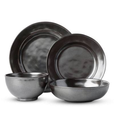 Pewter Stoneware 4pc Setting