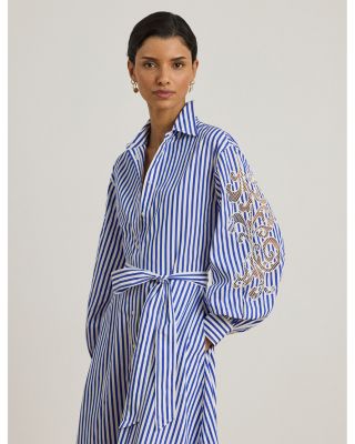 Striped Eyelet Broadcloth Shirtdress