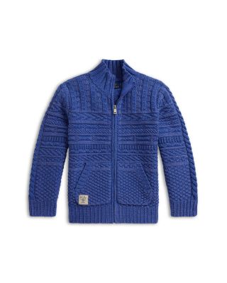 Boys' Textured Cotton Full Zip Sweater - Little Kid
