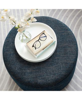  Callum Large 23" Round Woven Heathered Fabric Upholstered Ottoman