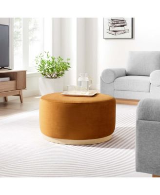  Tilden Large 29" Round Performance Velvet Upholstered Ottoman