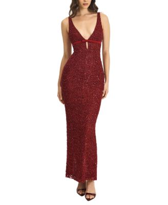  Elora Sequin Beaded Keyhole Maxi Dress