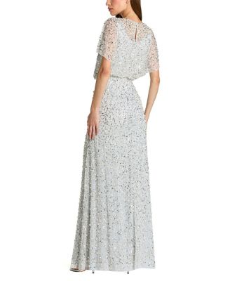  Beaded Mesh Gown with Shawl