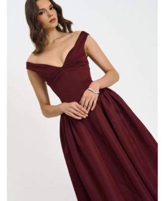  Omella Ruched Bust Sweetheart Flared Maxi Dress