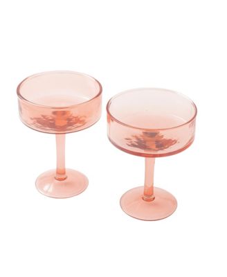 Handblown Hammered Coupe Cocktail Glasses, Set of 4