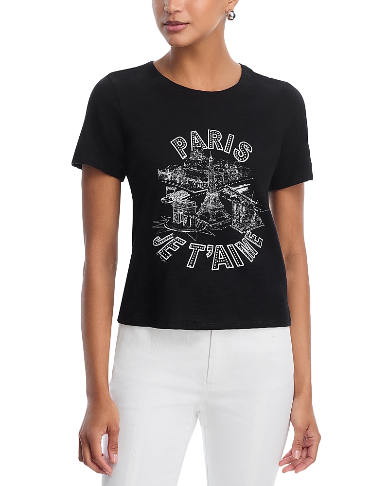 Cinq a Sept Rhinestone Paris Je T'aime Shrunken Tee