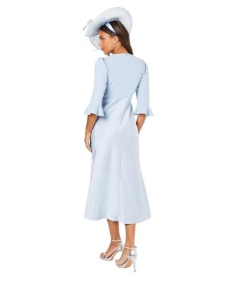 Ruffle Sleeve Satin Wrap Dress