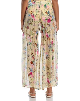 Garden Butterflies Sharon Sheer Wide Leg Swim Cover-Up Pants