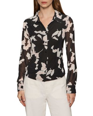 Fitted Mesh Button Down Top