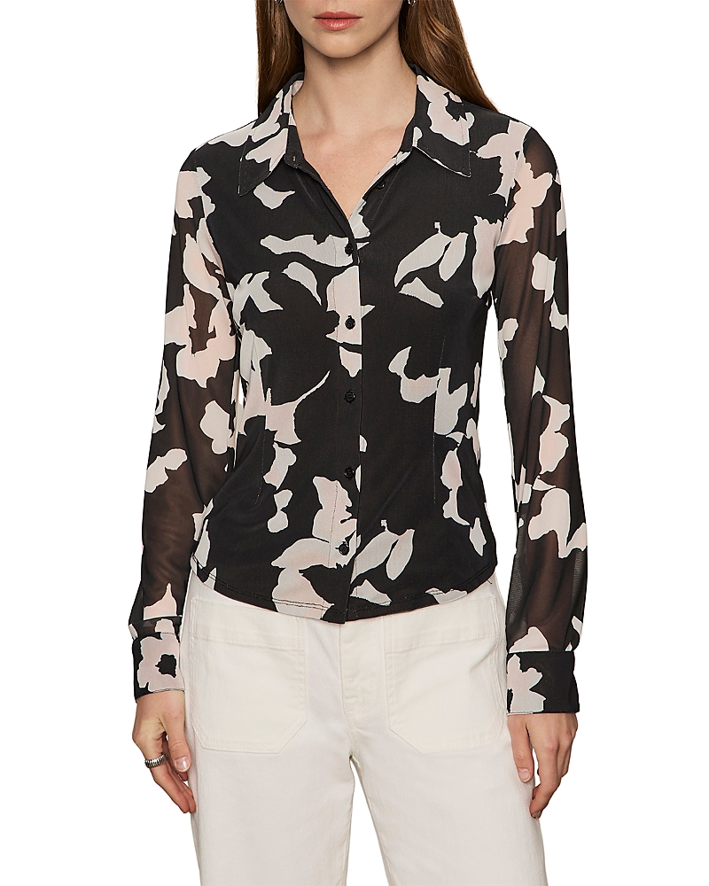 Sanctuary Fitted Mesh Button Down Top