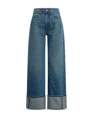 The Harlowe High Rise Cuffed Wide Leg Jeans in Classic